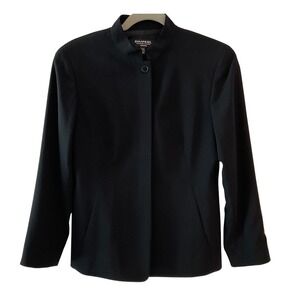 Emanuel Ungaro Women's Black Wool Blazer 6 petite Lined minimalist vintage sleek